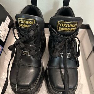 Yosuke Sanmaru Black Platform Sneakers